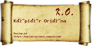 Káplár Oriána névjegykártya
